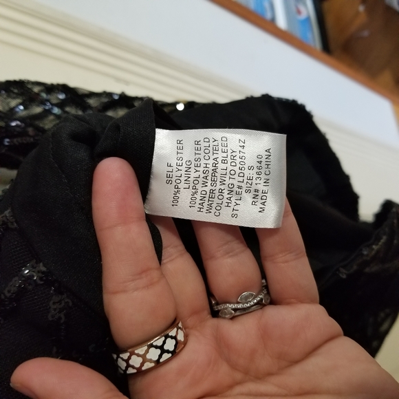 NWT L'ATISTE Black Sequin Long Sleeve Cocktail Dress womens size Small (332) - Picture 13 of 13